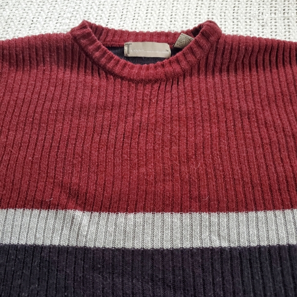 VTG 90's Y2K EIGHT Sweater Men's XXL Maroon Black Long Sleeve Ribbed Knit - Picture 3 of 7